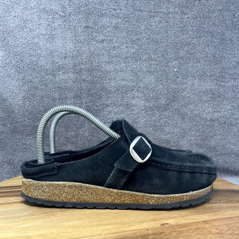 Birkenstock Buckley Black Suede Clog Shoes Women's 39 / 8 Slip On Sherling Lined
